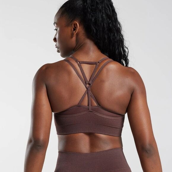 Gymshark ADAPT FLECK SEAMLESS SPORTS BRA Medium Support Chocolate BrownSmall Nwt - Picture 2 of 7